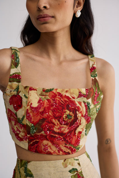 SAMA EMBROIDERED TOP & SKIRT SET