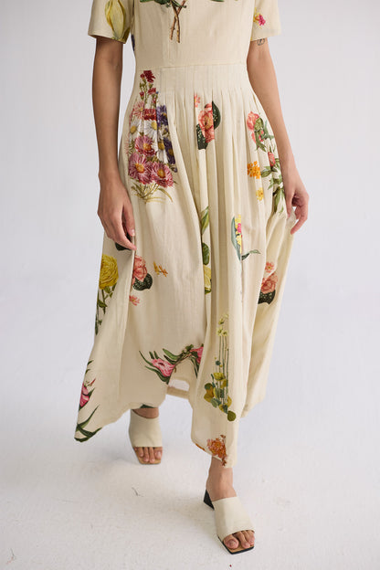 PRIMAVERA HALF PLEATED DRESS