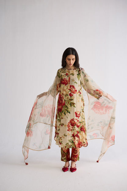 WHITE ROSE ORGANZA DUPATTA