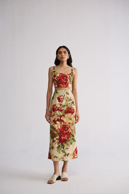 SAMA EMBROIDERED TOP & SKIRT SET