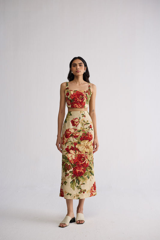 SAMA EMBROIDERED TOP & SKIRT SET