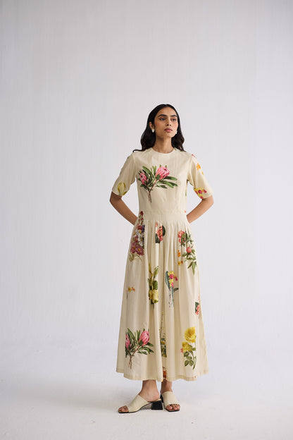 PRIMAVERA HALF PLEATED DRESS