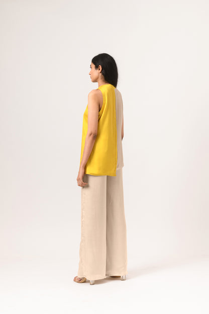 Ecru Yellow Halter Neck Blouse