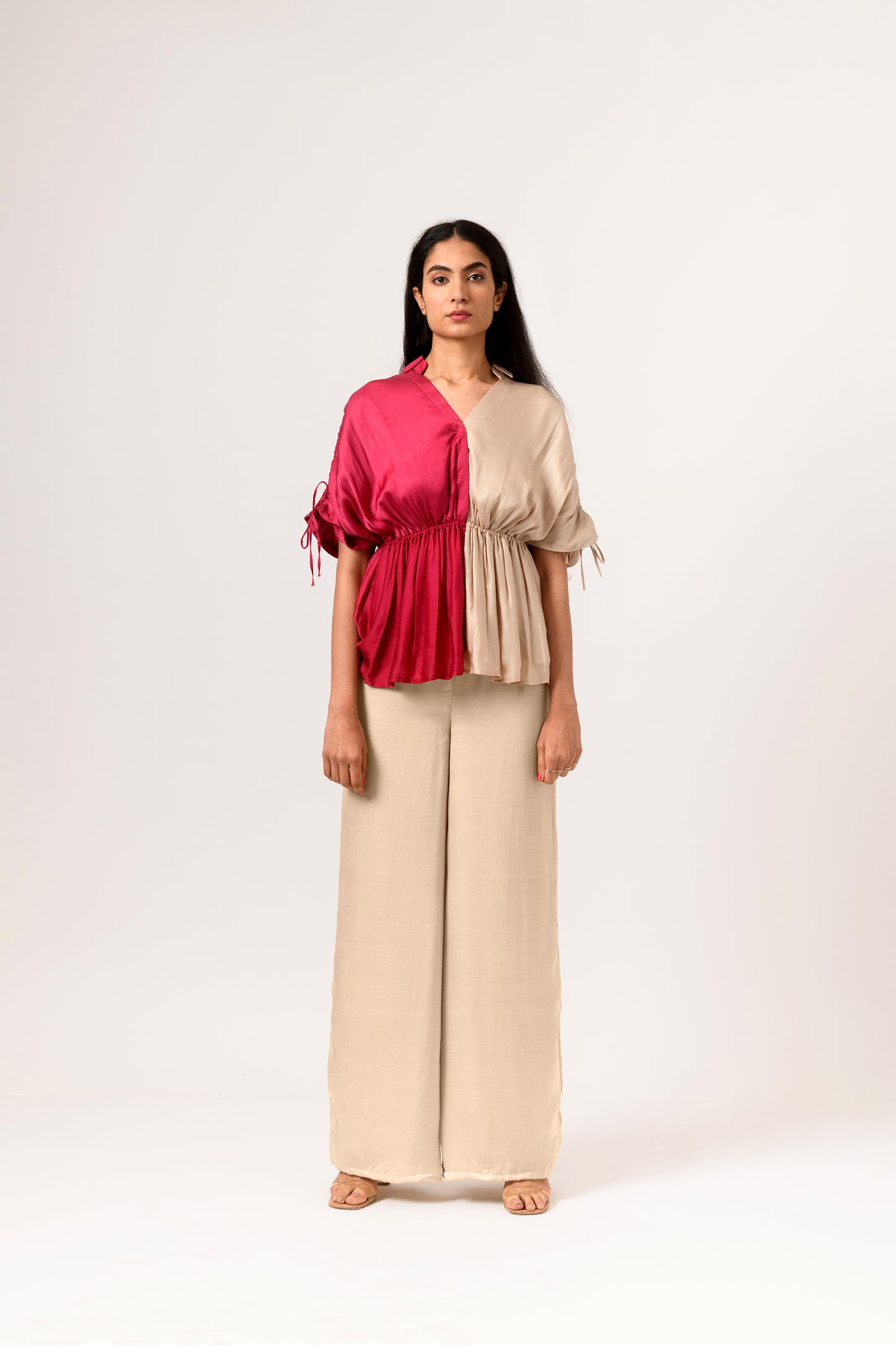 Ecru Wine Half Blouse