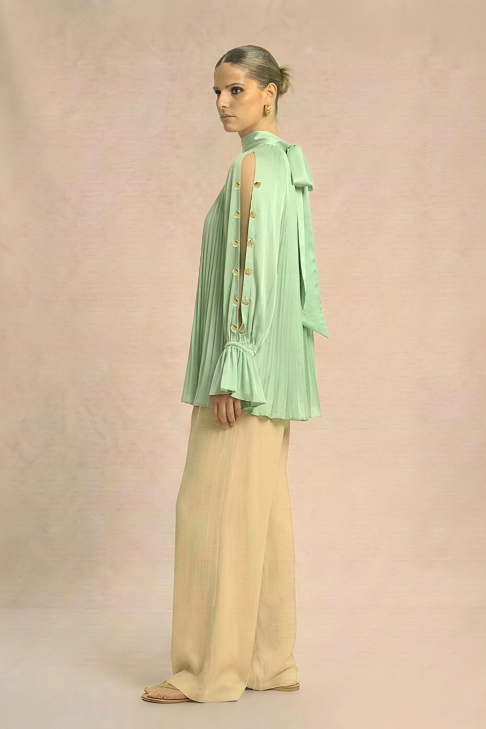 Ash Green Halter Neck Blouse