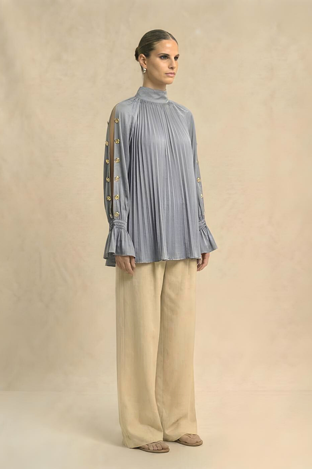 Steel Grey Halter Neck Blouse