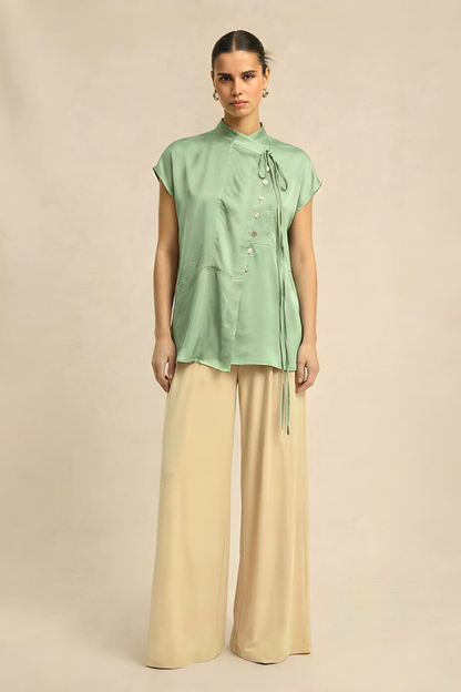 Ash Green Crew Neck Blouse