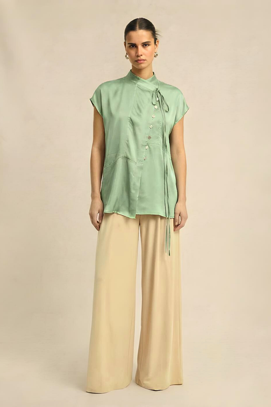 Ash Green Crew Neck Blouse