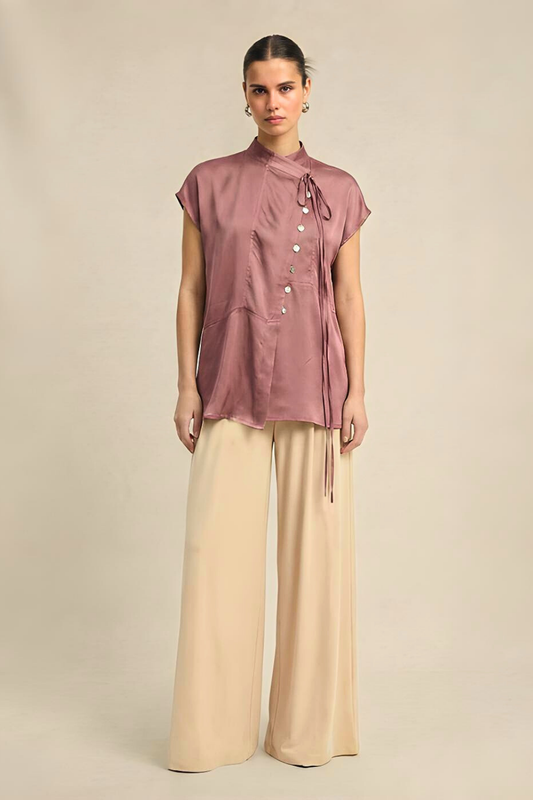Brick Red Crew Neck Blouse