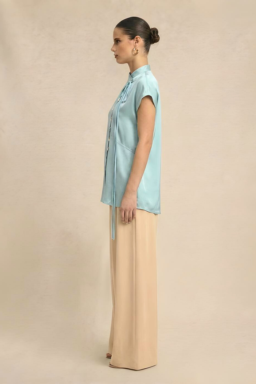Tropical Breeze Blue Crew Neck Blouse