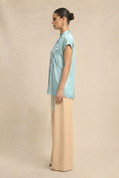 Tropical Breeze Blue Crew Neck Blouse