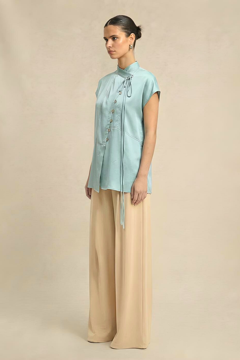 Tropical Breeze Blue Crew Neck Blouse