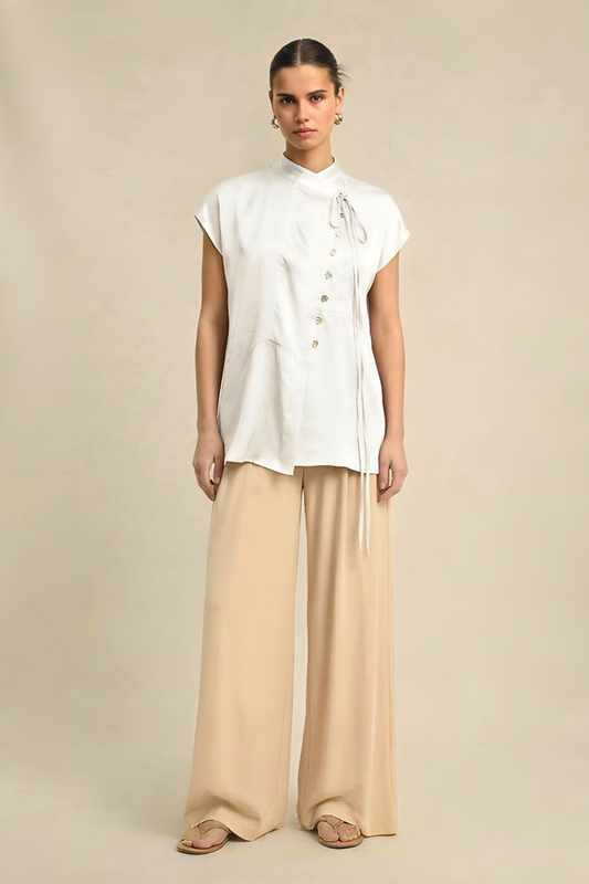 Ivory White Crew Neck Blouse