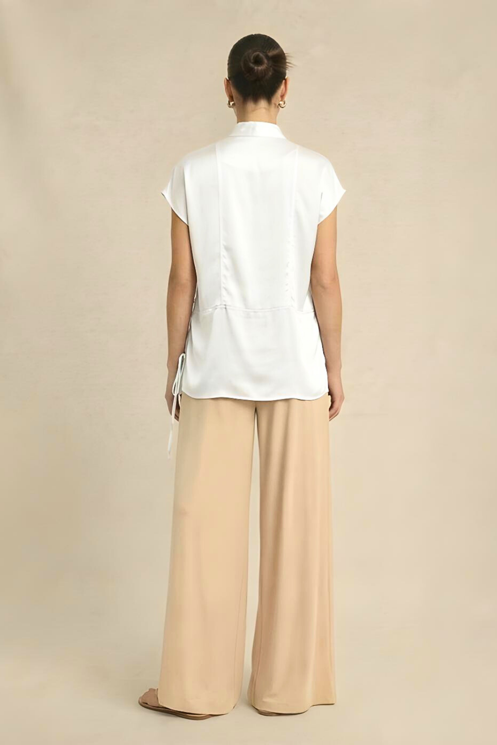 Ivory White Crew Neck Blouse