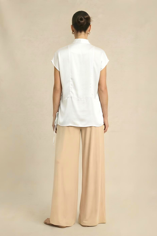 Ivory White Crew Neck Blouse