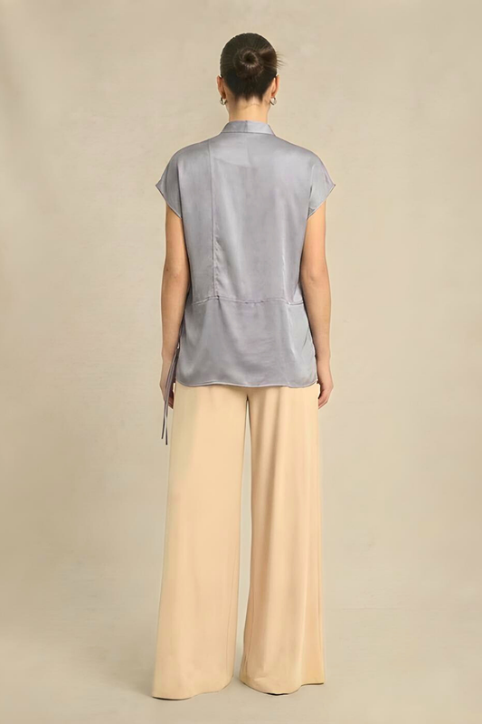 Steel Grey Crew Neck Blouse