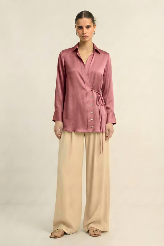 Brick Red Wrap Blouse