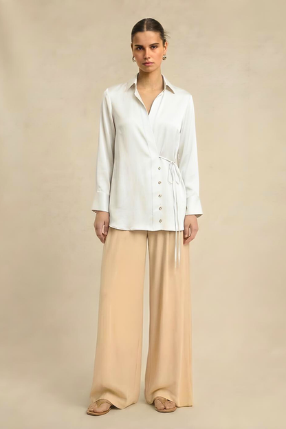 Ivory White Wrap Blouse