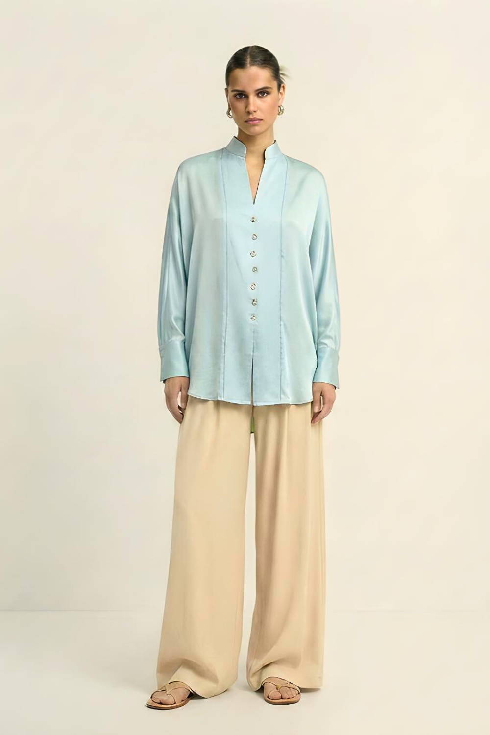 Tropical Breeze Blue Kaftan Blouse