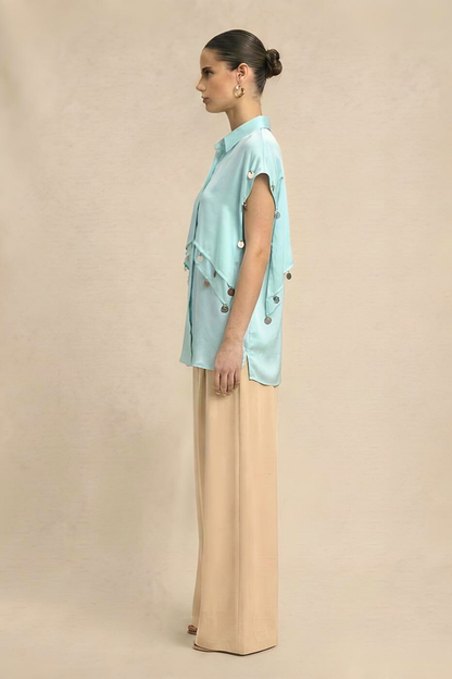 Tropical Breeze Blue Coin Flap Shirt