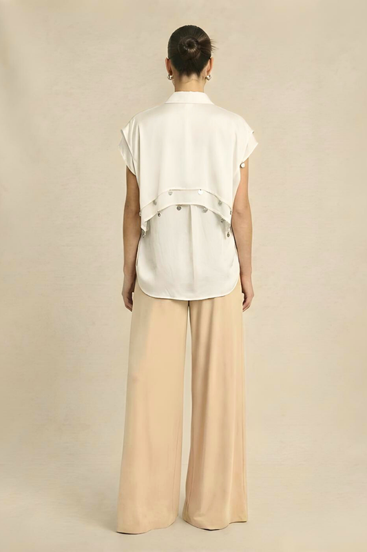 Ivory White Coin Flap Shirt