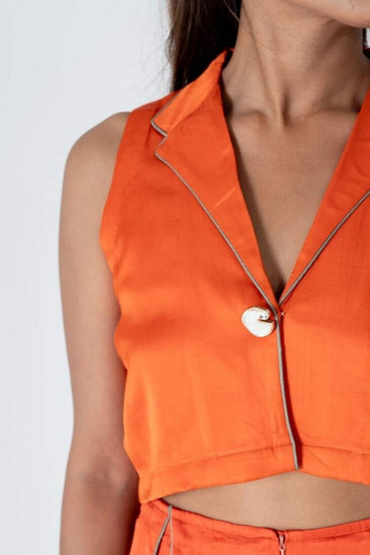 Orange Sleeveless Waistcoat Top