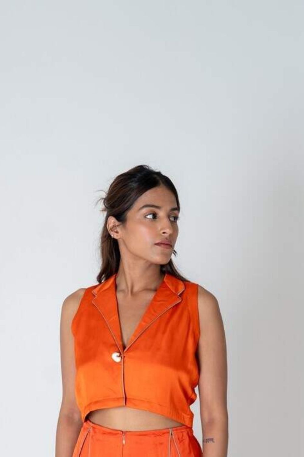 Orange Sleeveless Waistcoat Top