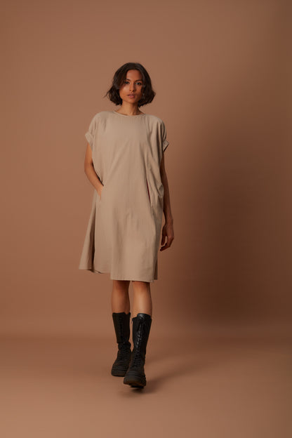 Beige Pocket Dress