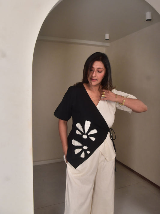 Mia Applique Wrap Top