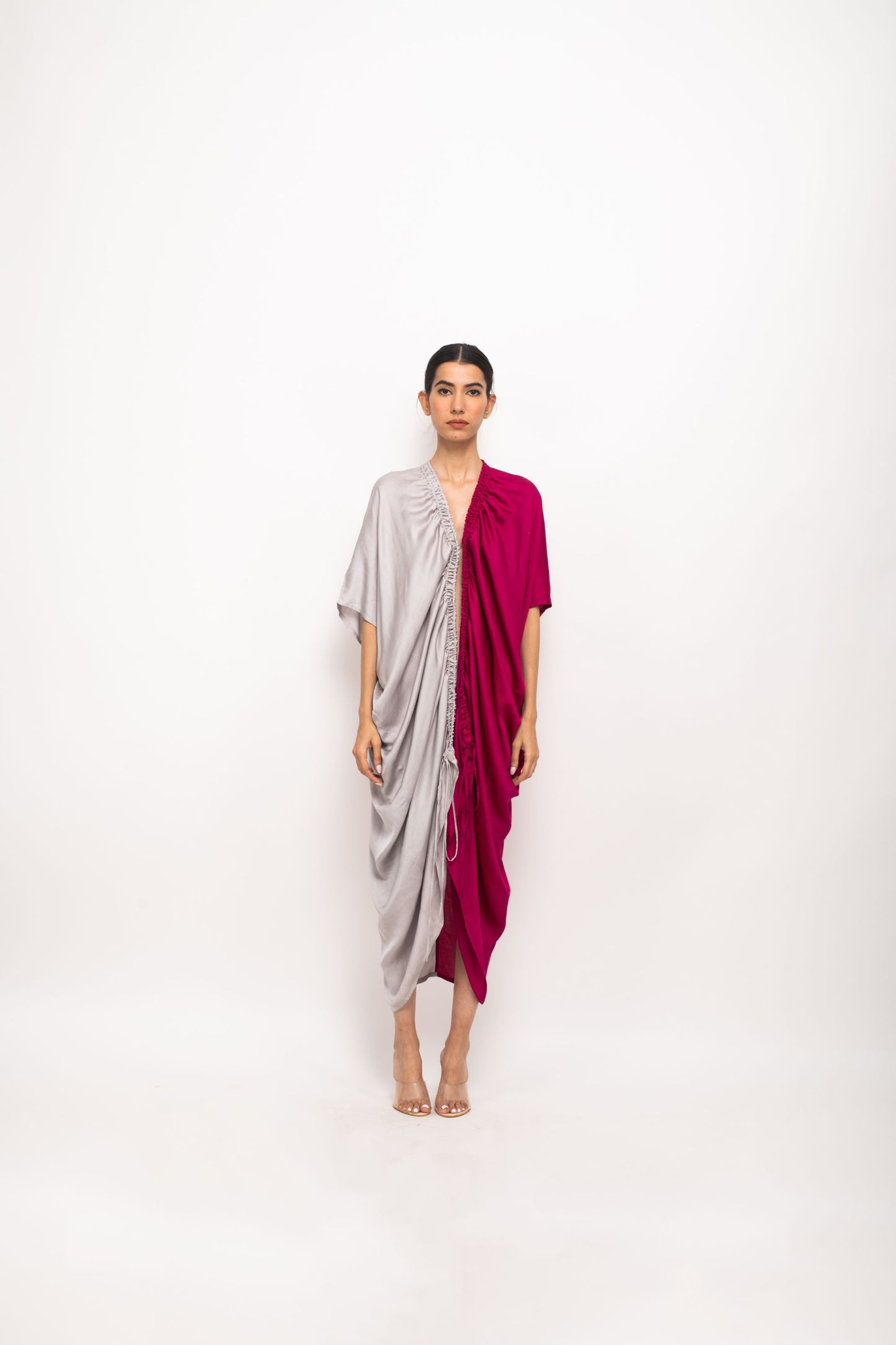 Wine-Grey Rouching Cape