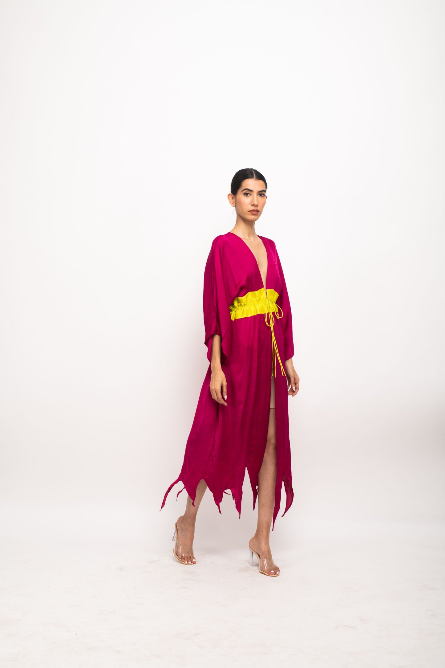 Wine-Neon Asymmetrical Cape