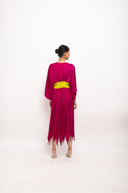 Wine-Neon Asymmetrical Cape