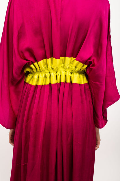 Wine-Neon Asymmetrical Cape