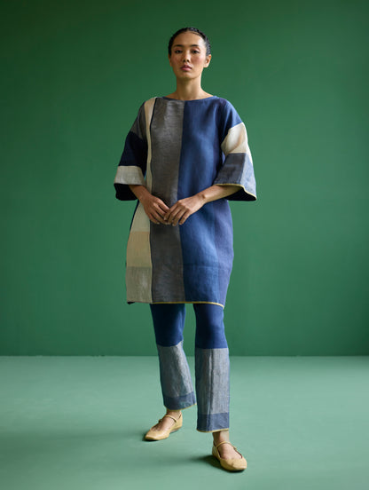 Lina Color-Blocked Co-ord Set  - Navy