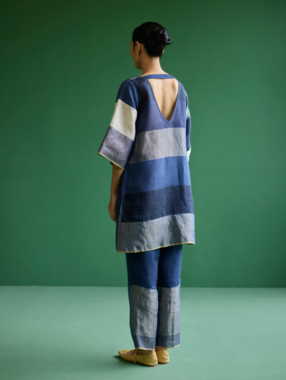Lina Color-Blocked Co-ord Set  - Navy