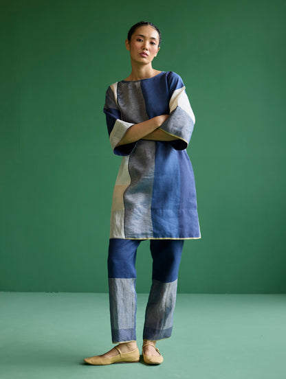 Lina Color-Blocked Co-ord Set  - Navy