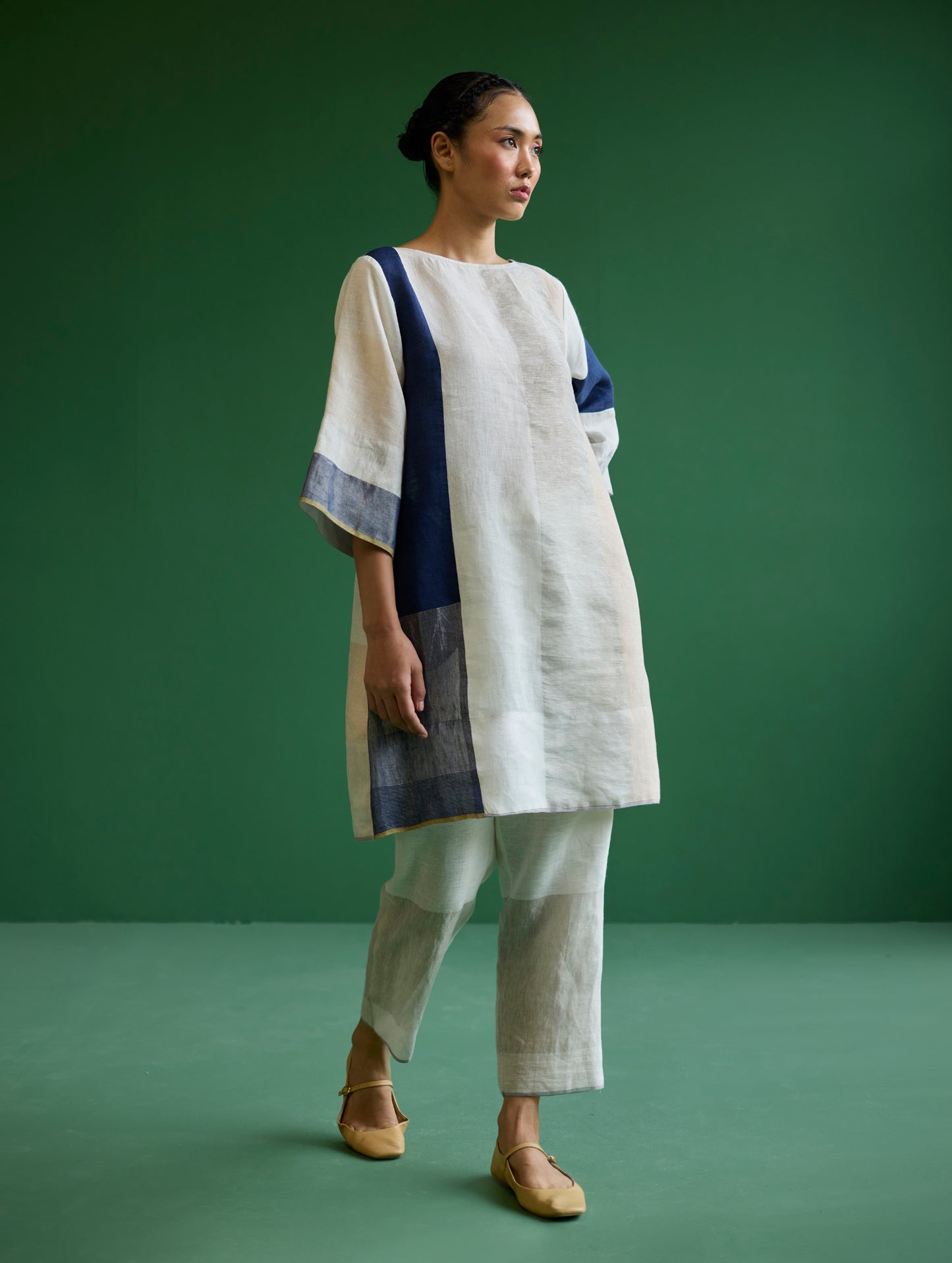 Lina Color-Blocked Co-ord Set  - Ivory