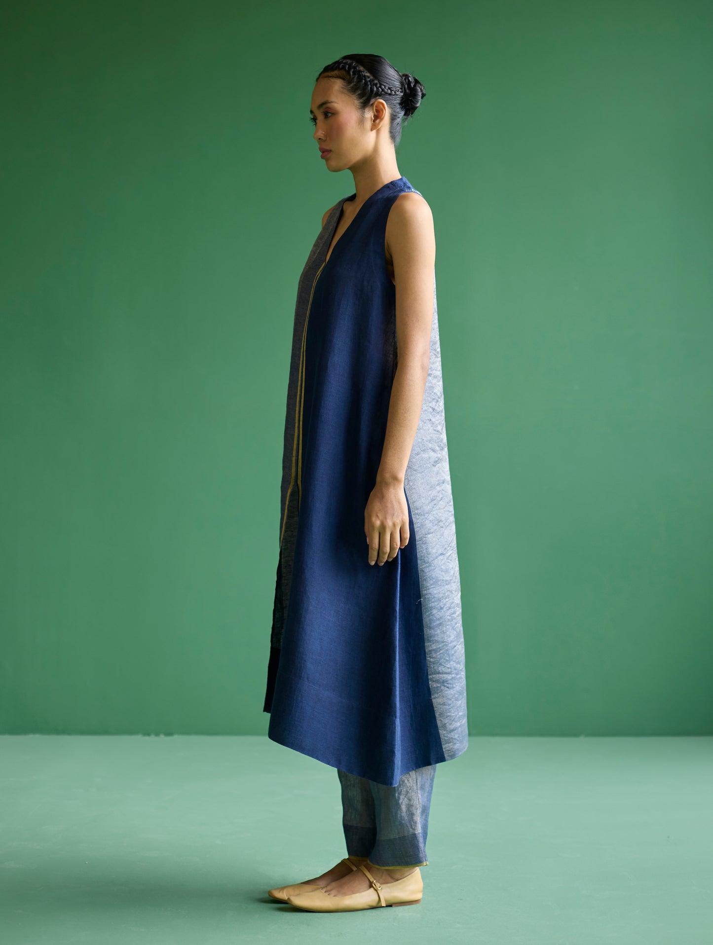 Ayana Metallic Linen Co-ord Set - Navy