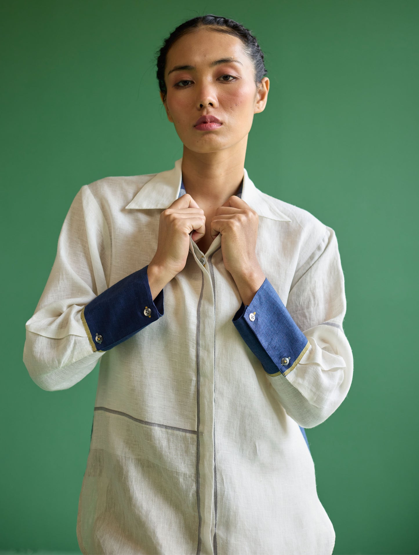 Yang Color-Blocked Co-ord Set - Ivory