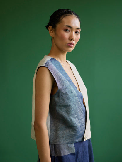 Izumi Color-Blocked Co-ord Set - Navy