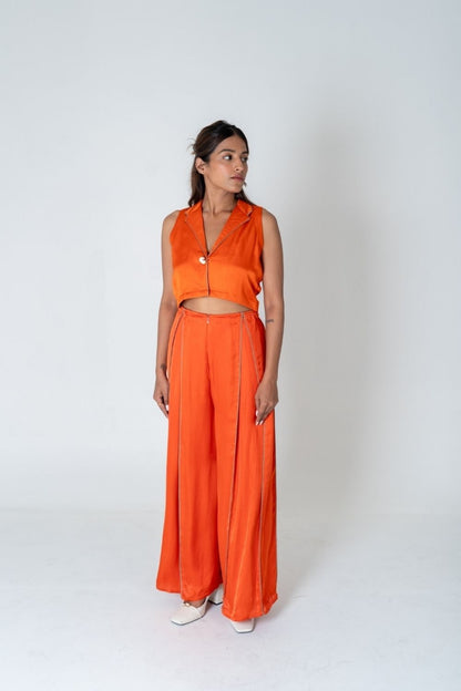 Orange Sleeveless Waistcoat Co-ord Set