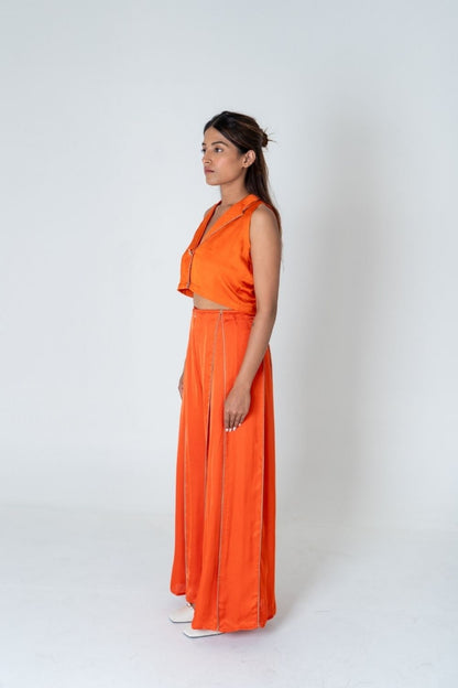 Orange Sleeveless Waistcoat Co-ord Set