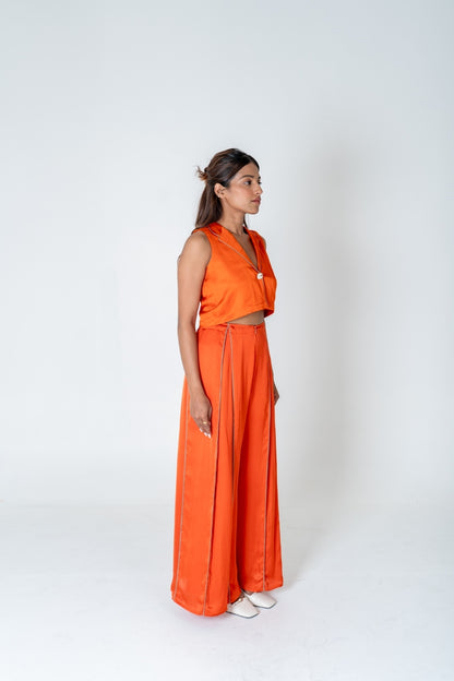 Orange Sleeveless Waistcoat Co-ord Set