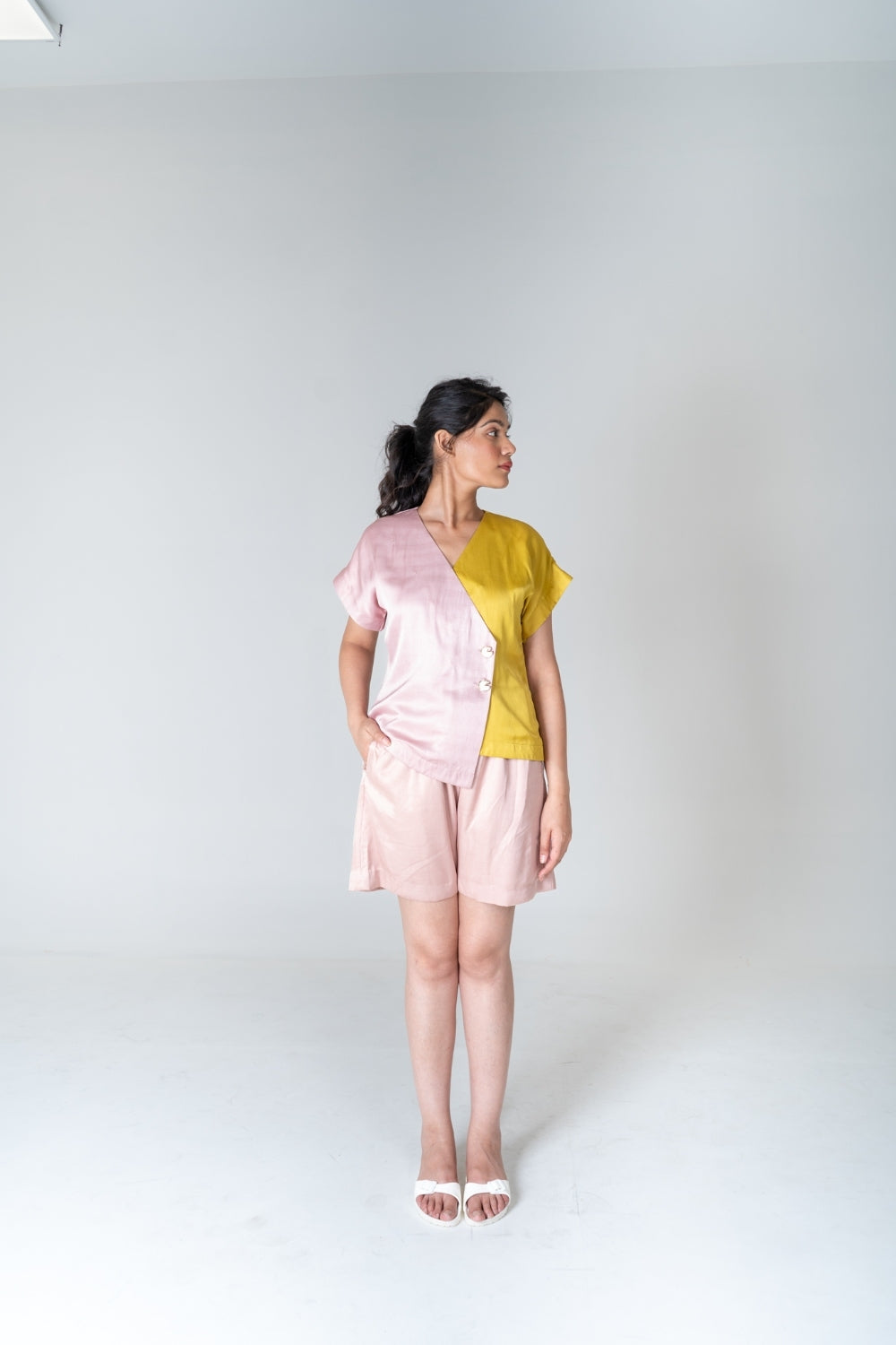 Pink-Yellow Short Co-ord Set