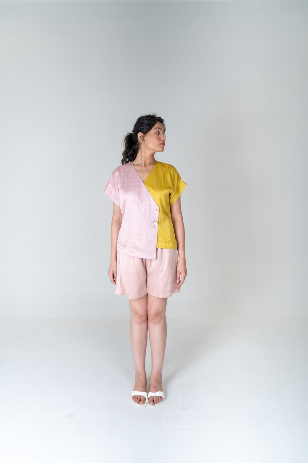 Pink-Yellow Short Co-ord Set