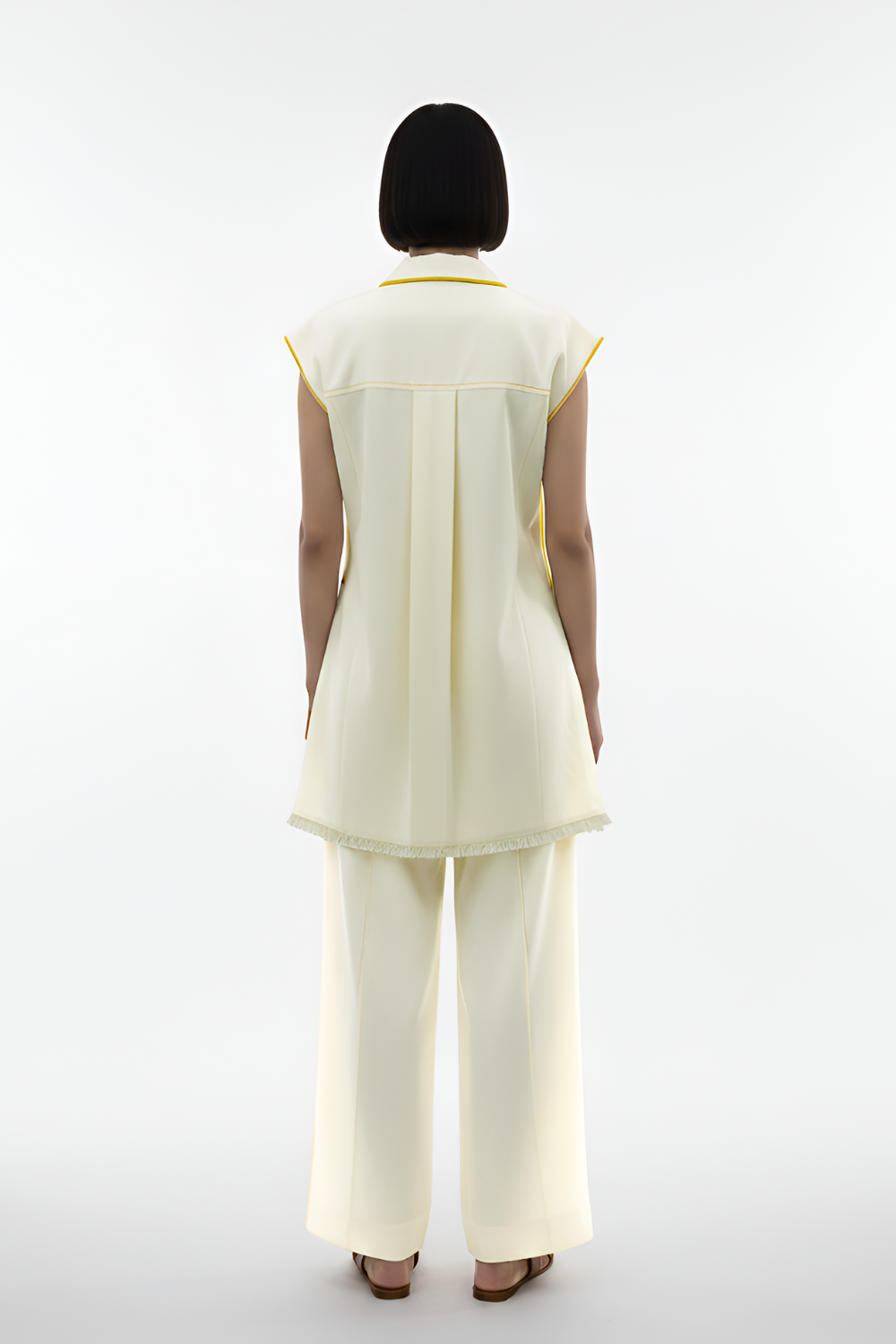 Ivory-Mango Yellow Blazer Set