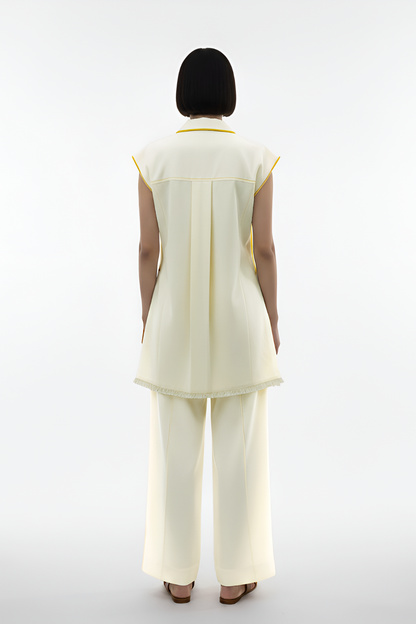 Ivory-Mango Yellow Blazer Set