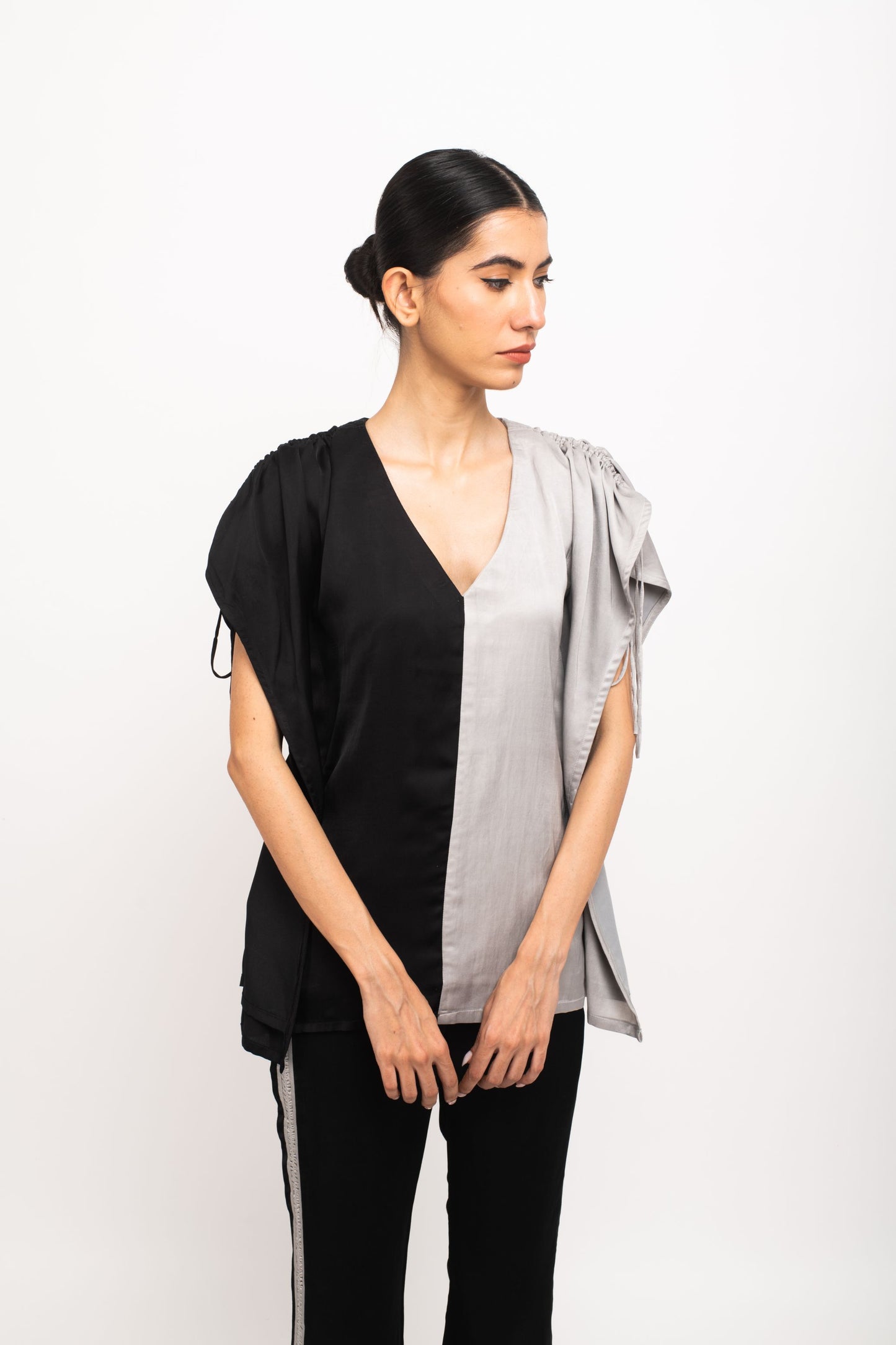 Black-Grey Kaftan Set