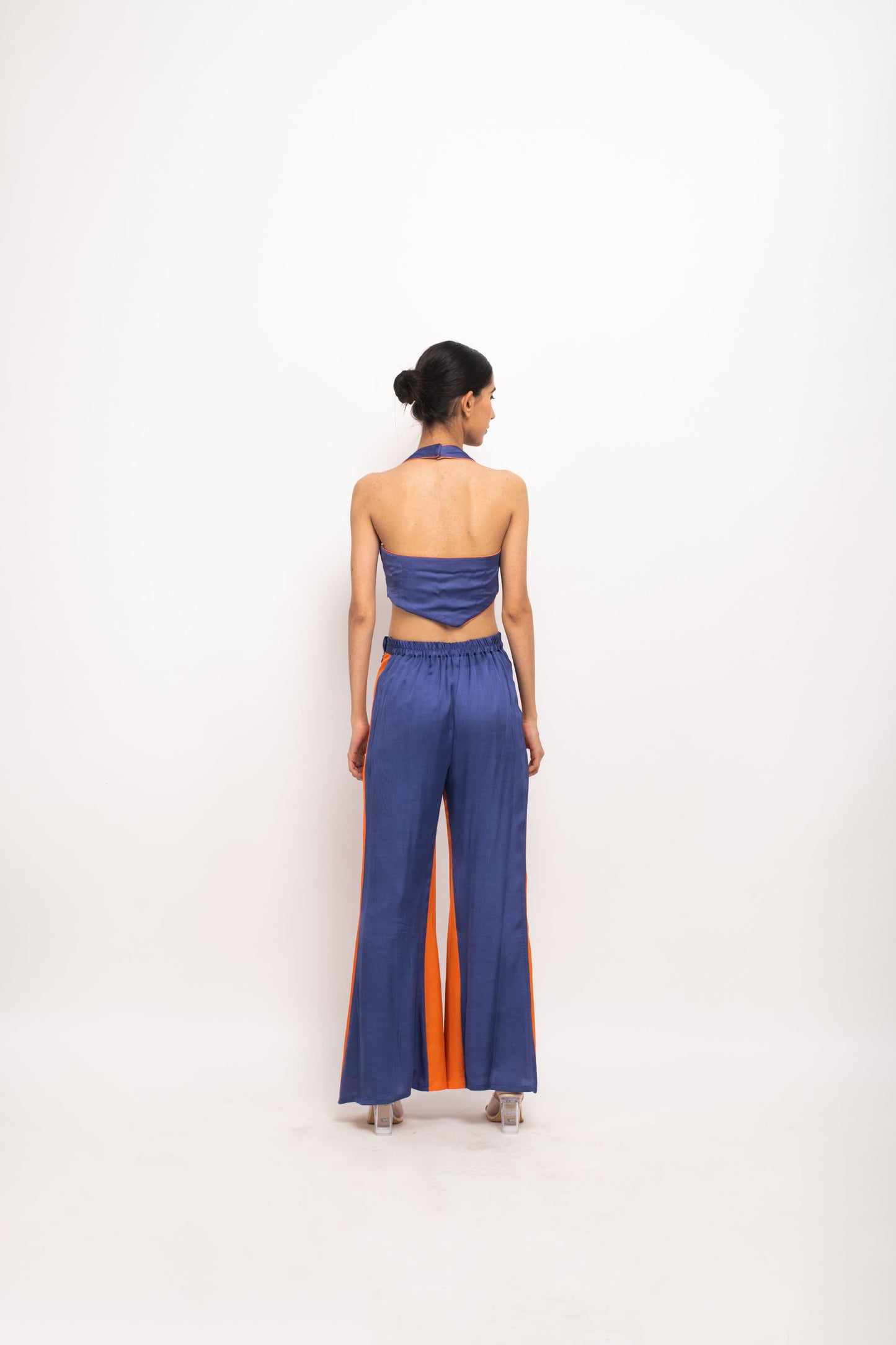 Blue-Orange Halter Neck Set