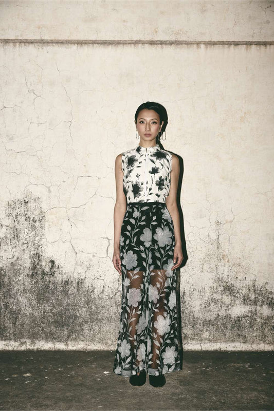 AN Bloom Crop Top with Floral Organza Pants